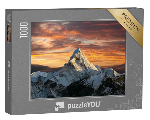 Puzzle de 1000 pièces « Vue du soir sur le mont Ama Dablam, région de l'Everest, Népal »
