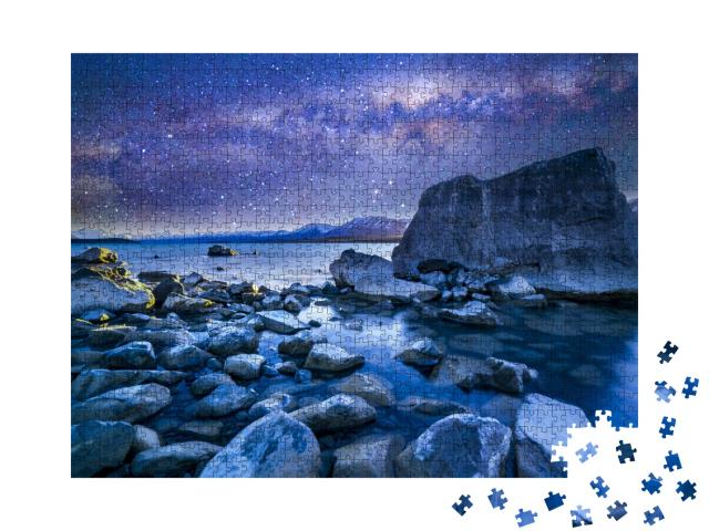 Puzzle de 1000 pièces « Image spectaculaire du lac Tekapo avec la Voie lactée, Nouvelle-Zélande »