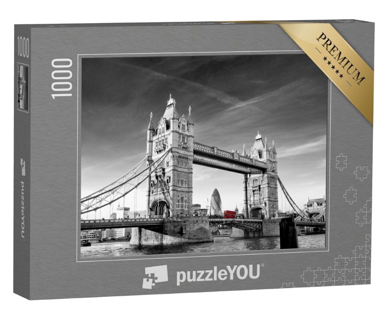 Puzzle de 1000 pièces « Tower Bridge à Londres avec Gherkin et Routmaster-Bus »