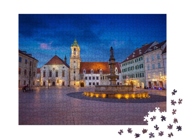 Puzzle de 1000 pièces « La place du marché de Bratislava le soir »