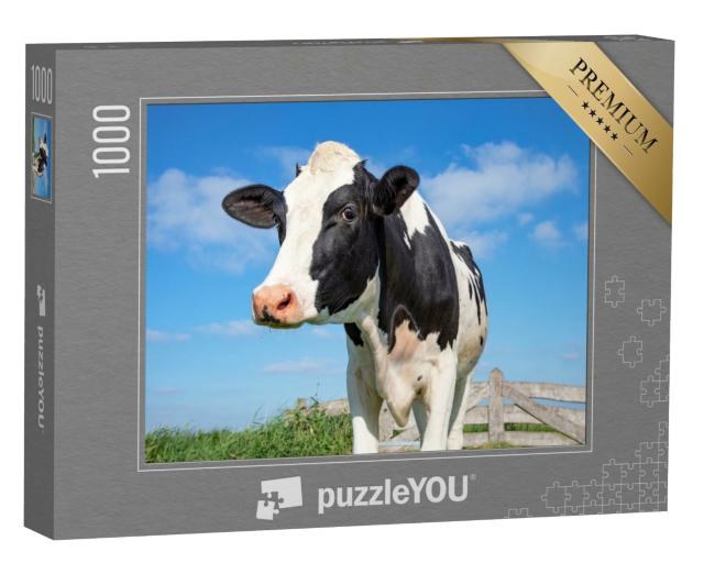 Puzzle de 1000 pièces « Les yeux dans les yeux avec une vache »