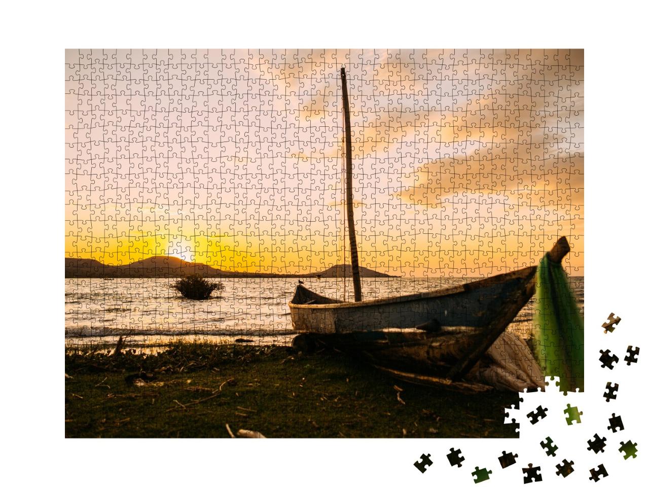 Puzzle de 1000 pièces « Bateau de pêche africain près du lac Victoria, Kenya »