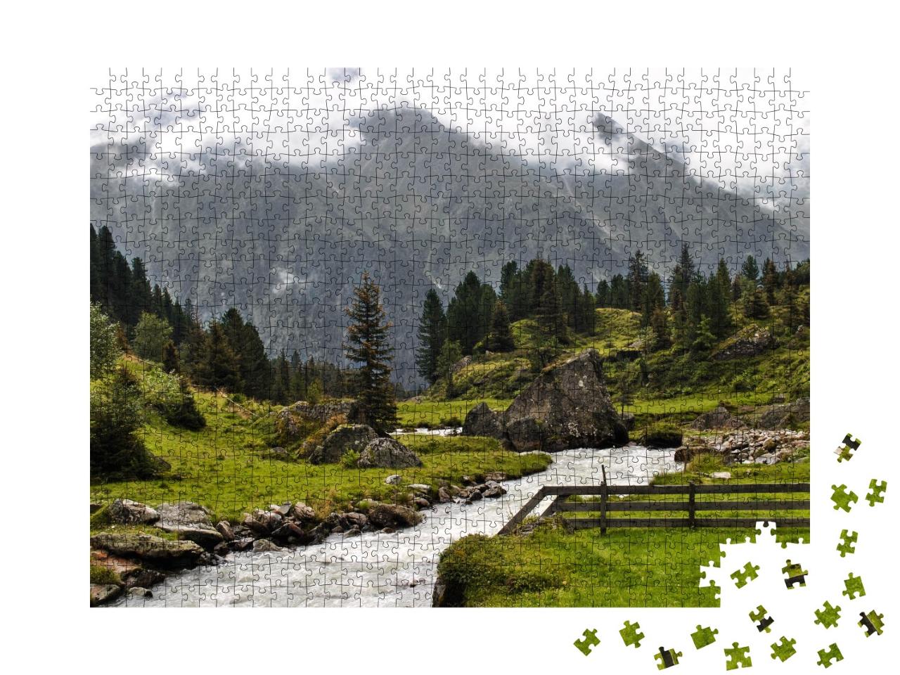 Puzzle de 1000 pièces « La vallée de Stubai en Autriche avec Neustift, Milders, Schonberg, Mutterberg, Volderau »