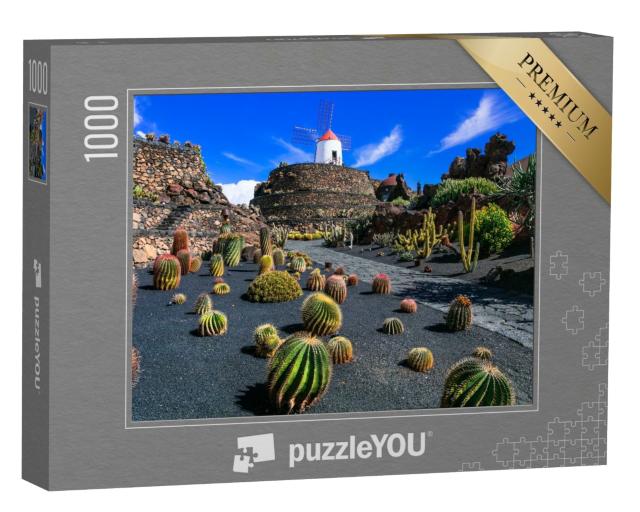 Puzzle de 1000 pièces « Jardin botanique de cactus, attraction populaire à Lanzarote »