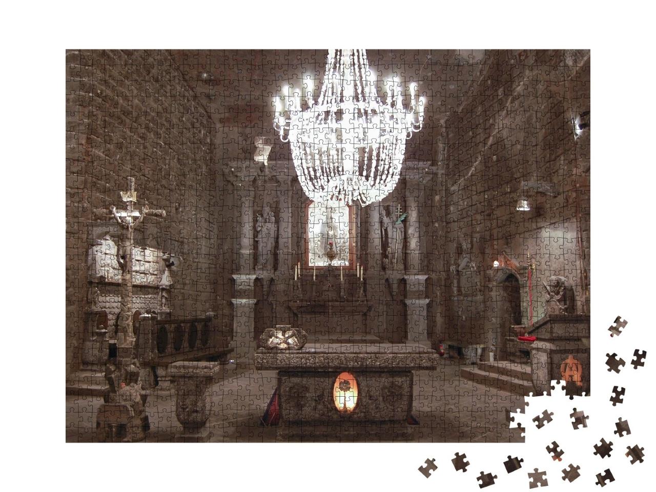 Puzzle de 1000 pièces « Église en pierre sculptée - Mine de sel de Wieliczka - Pologne »