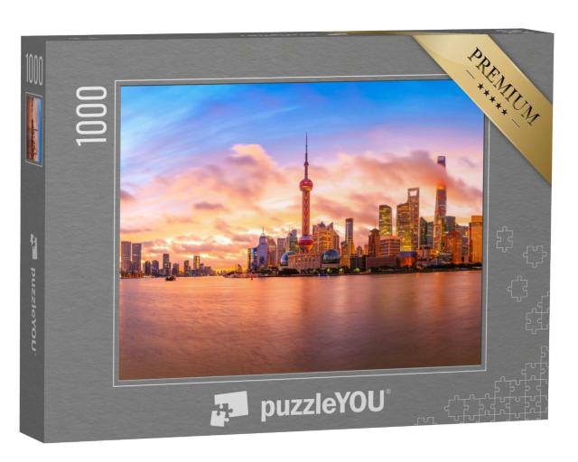 Puzzle de 1000 pièces « Skyline au coucher du soleil à Shanghai »