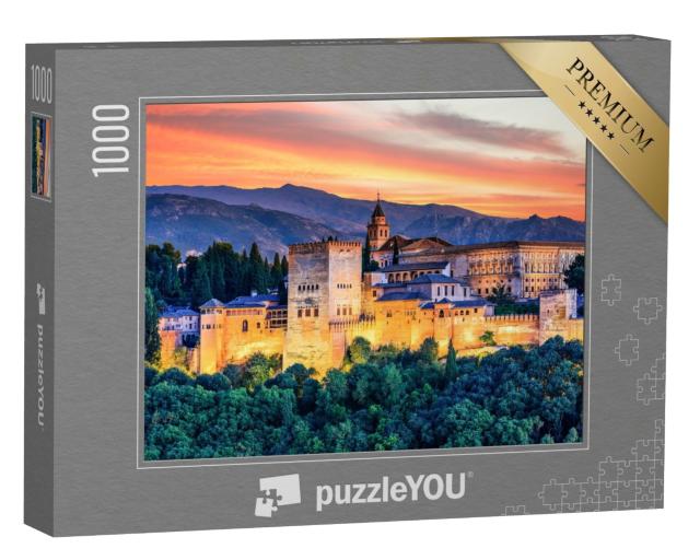 Puzzle de 1000 pièces « Alhambra au coucher du soleil, Grenade, Espagne »