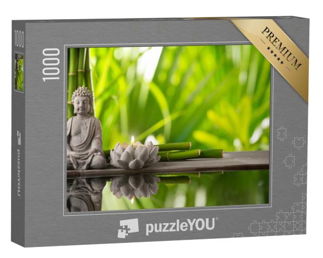 Puzzle de 1000 pièces « Bouddha en méditation avec une bougie allumée »