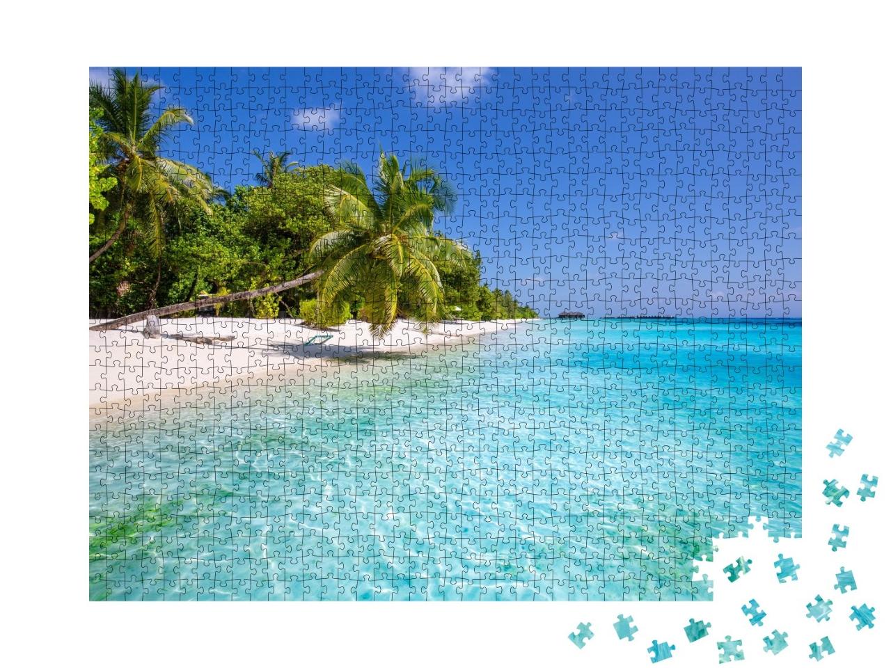 Puzzle de 1000 pièces « Paysage d'été : plage tropicale avec hamac »