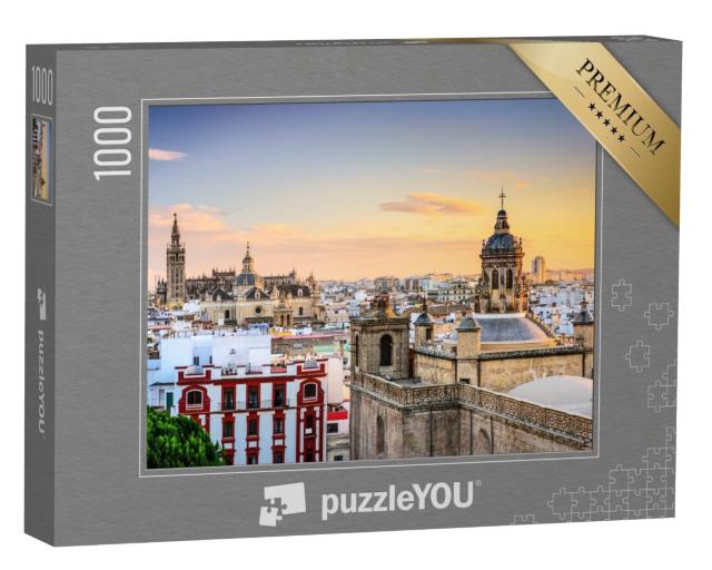 Puzzle de 1000 pièces « Séville : Skyline de la ville au crépuscule »