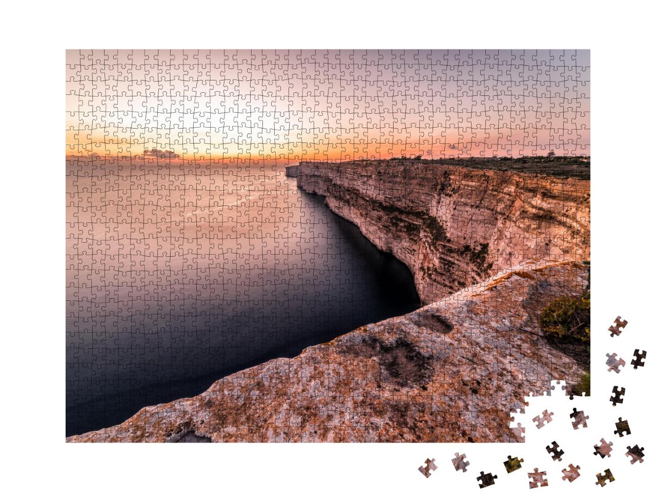 Puzzle de 1000 pièces « Falaises de Ta Cenc au coucher du soleil, Malte »