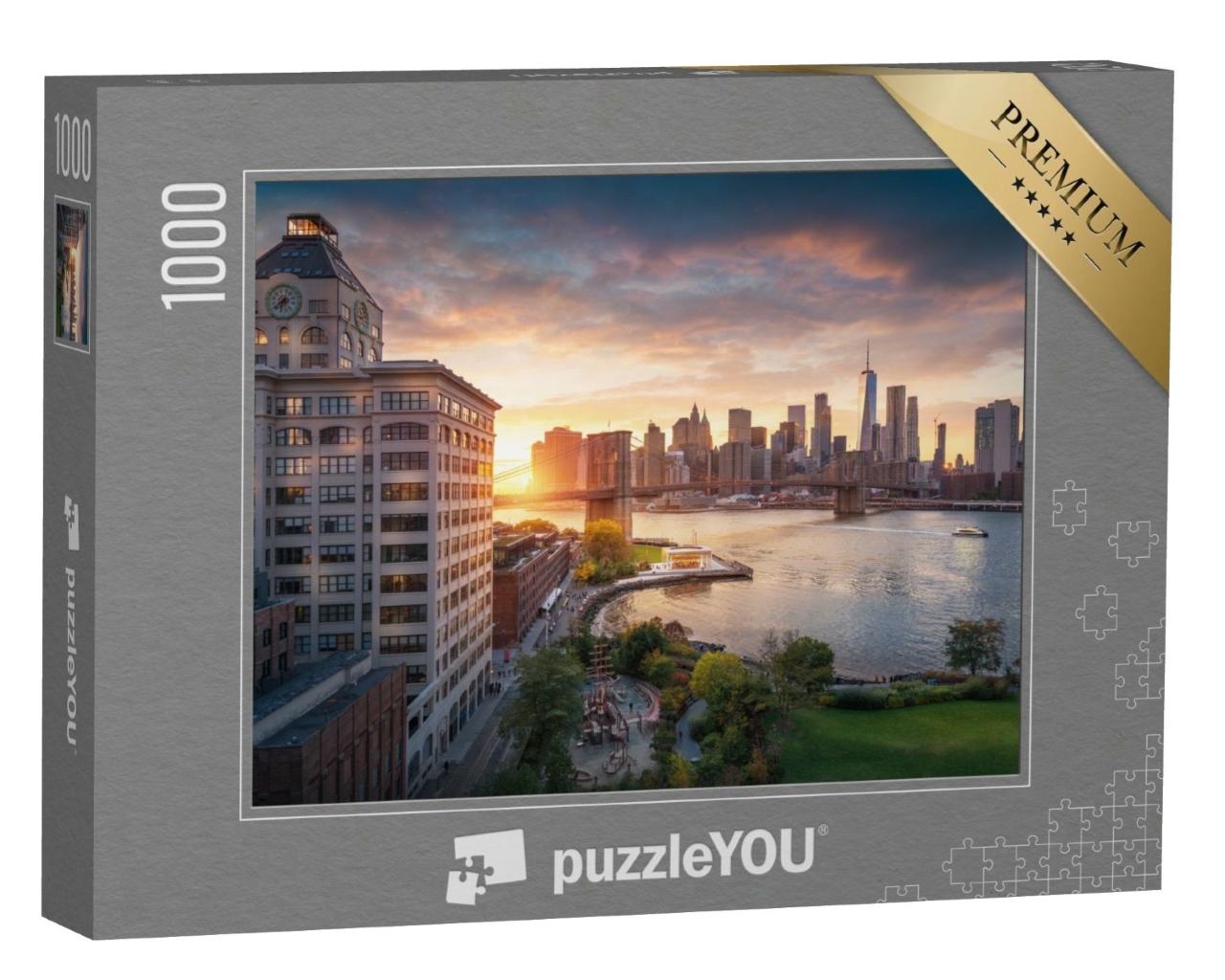 Puzzle de 1000 pièces « Pont de Brooklyn à New York City avec Financial District »