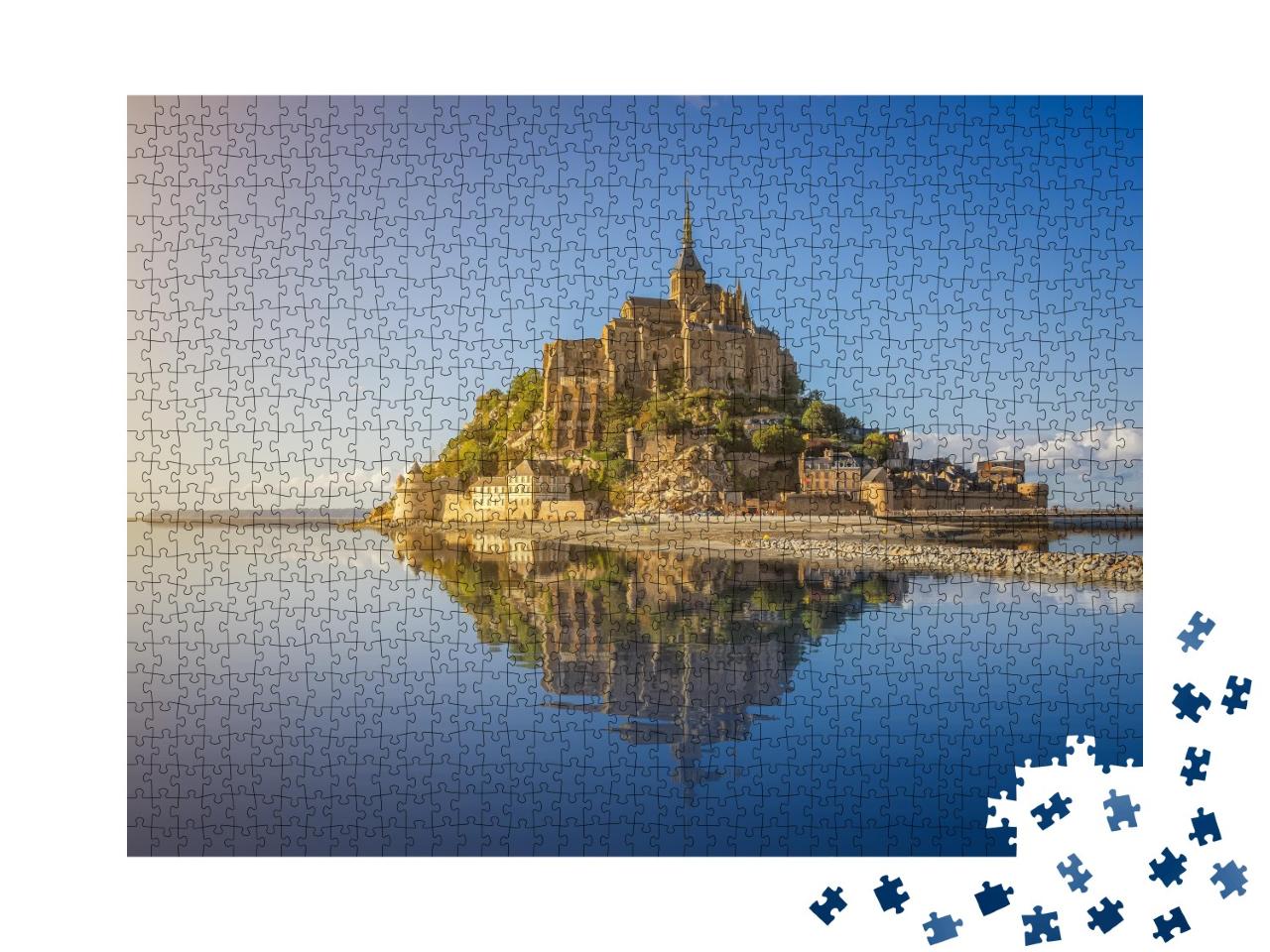 Puzzle de 1000 pièces « Île à marée du Mont Saint-Michel le soir, Normandie, France »