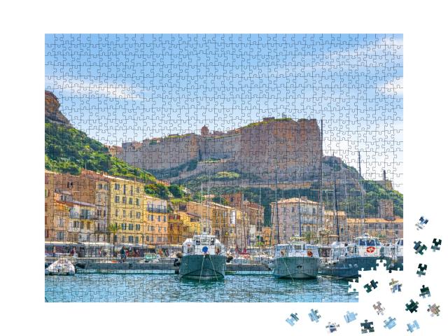 Puzzle de 1000 pièces « Le port de Bonifacio et l'église Saint-Jean-Baptiste à Bastia, Corse »