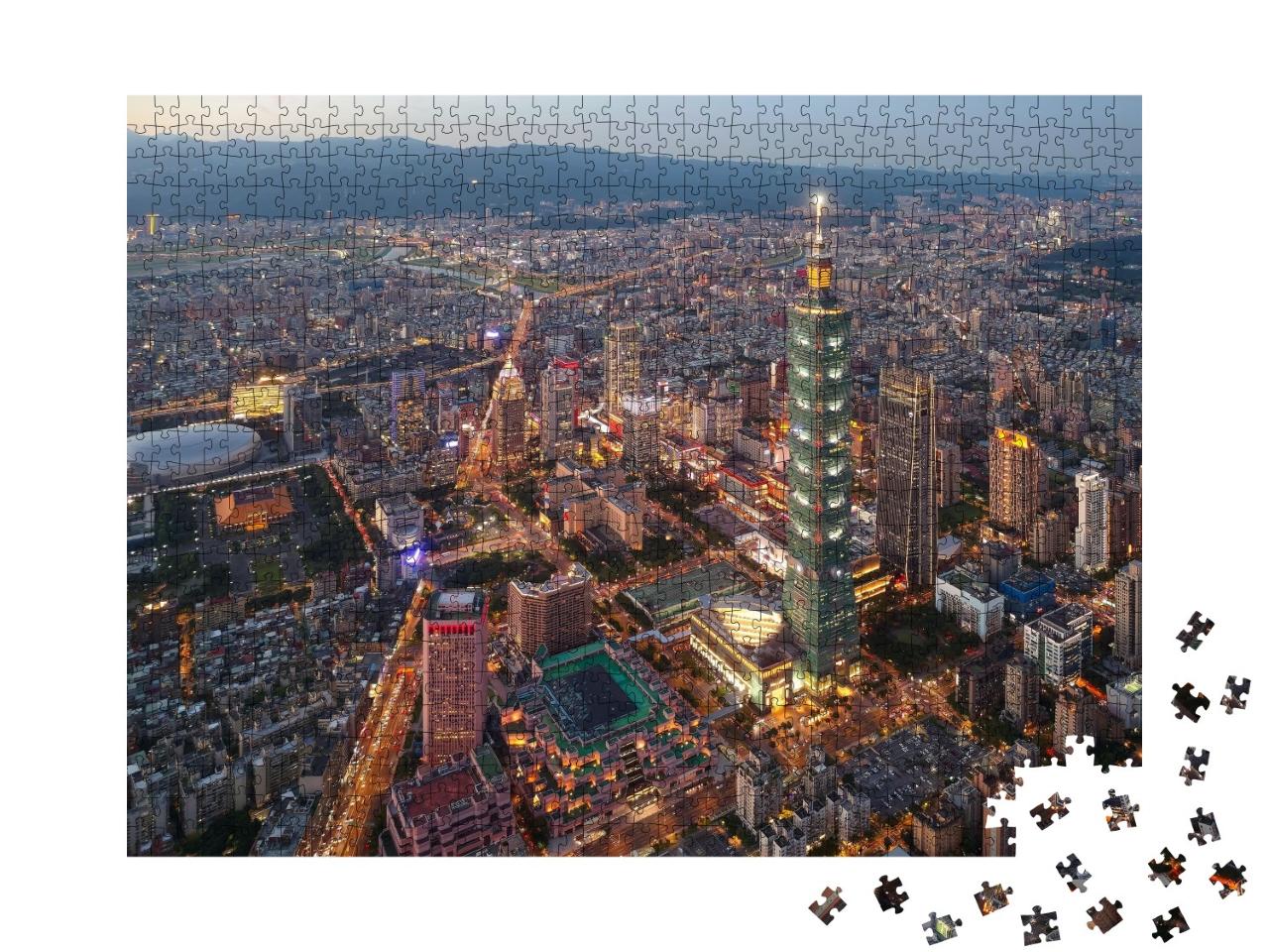 Puzzle de 1000 pièces « Skyline du centre-ville de Taipei, Taïwan »