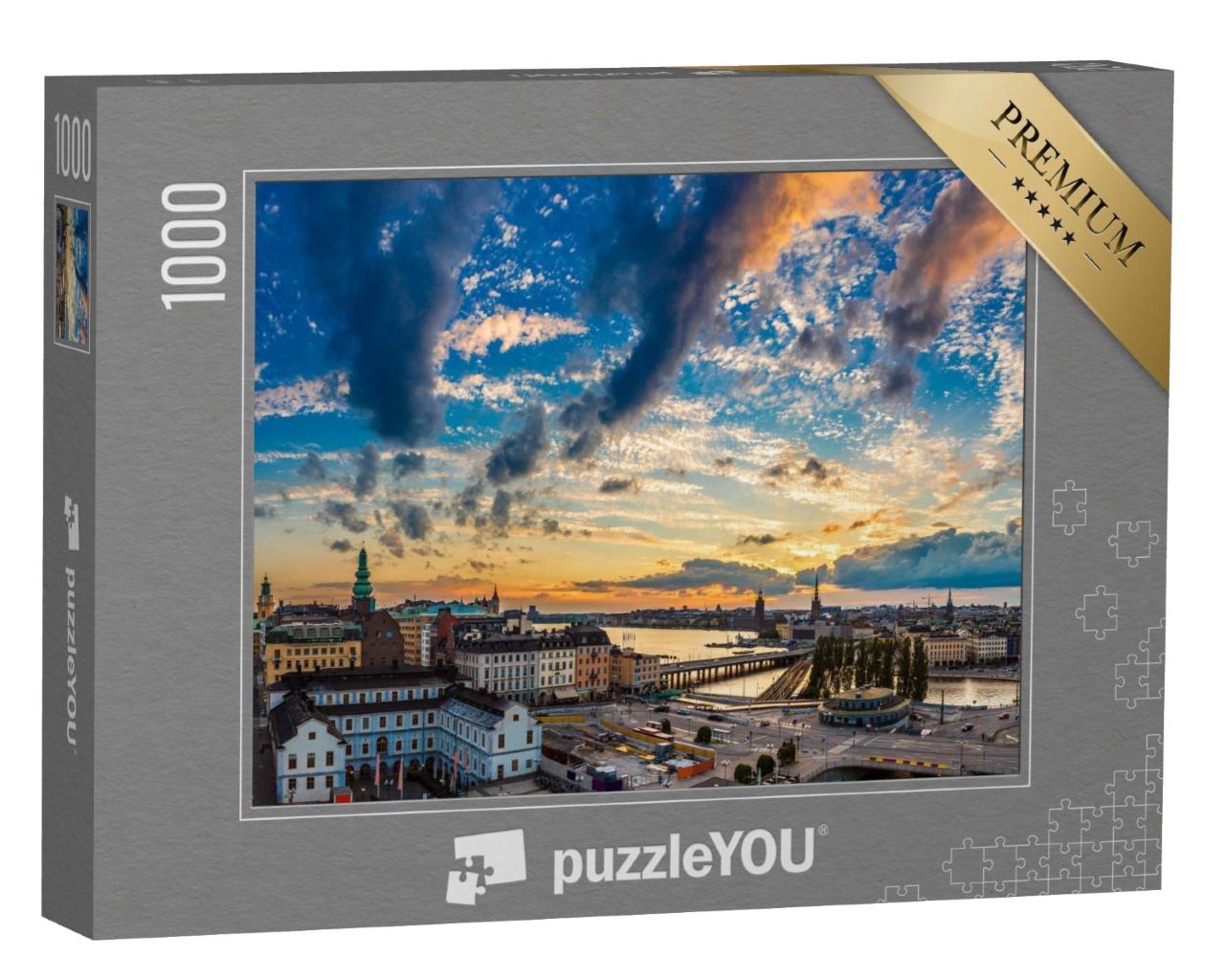 Puzzle de 1000 pièces « Vue du soir de Gamla Stan à Stockholm, Suède »