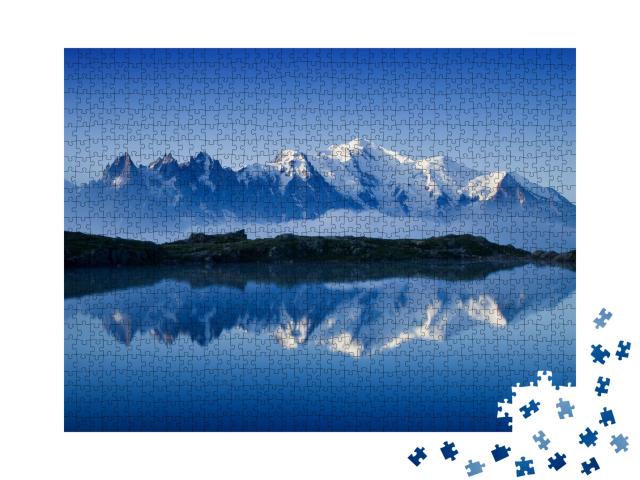Puzzle de 1000 pièces « Vue sur le glacier du Mont-Blanc avec le lac Blanc »