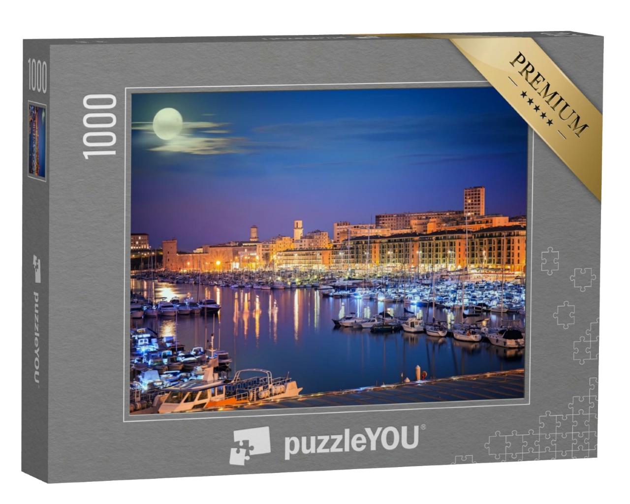 Puzzle de 1000 pièces « Port de Marseille de nuit, Provence, France »