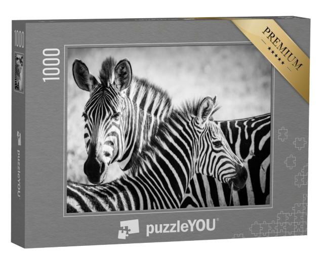 Puzzle de 1000 pièces « Une mère zèbre et son petit dans le parc national du Serengeti »