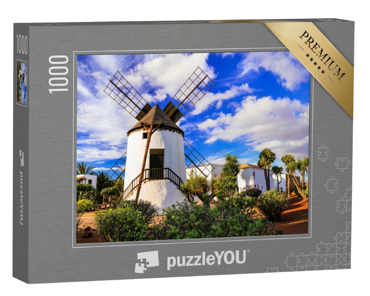 Puzzle de 1000 pièces « Emblème de Fuerteventura : moulin à vent près d'Antigua, Espagne »