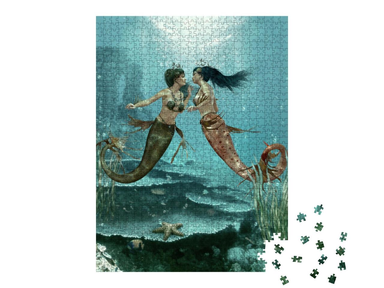 Puzzle de 1000 pièces « Deux sirènes sous l'eau »