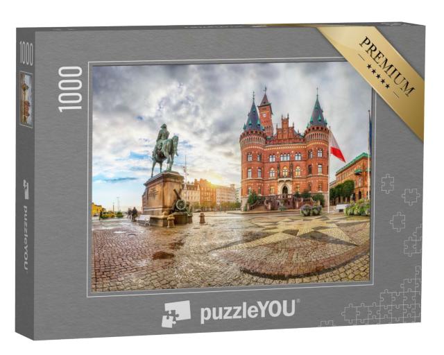 Puzzle de 1000 pièces « Vue de l'hôtel de ville de Helsingborg depuis la place Stortorget à Helsingborg, Suède »