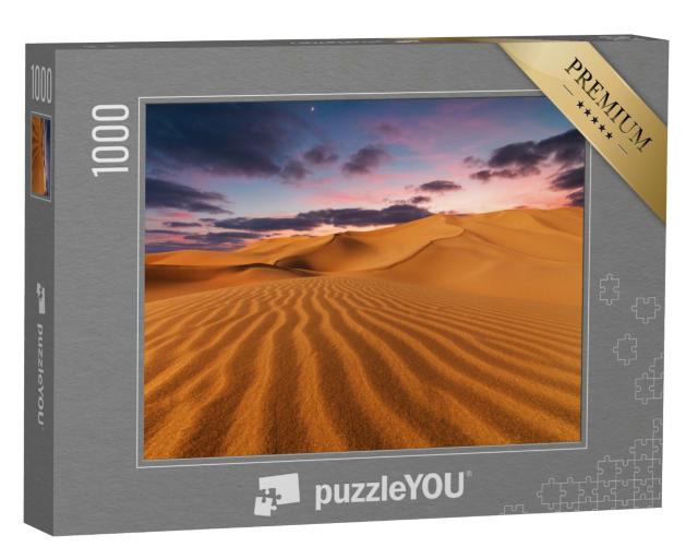 Puzzle de 1000 pièces « Coucher de soleil sur les dunes de sable dans le désert »