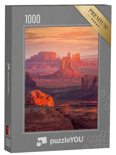 Puzzle de 1000 pièces « Hunts Mesa au lever du soleil, Monument Valley, Arizona, États-Unis »