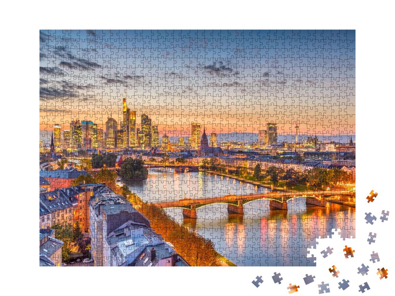 Puzzle de 1000 pièces « Magnifique vue sur Francfort-sur-le-Main au crépuscule »