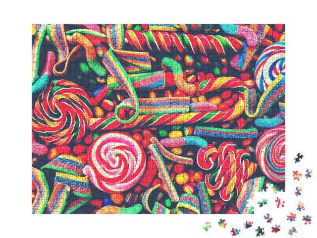 Puzzle de 1000 pièces « Sucres d'orge colorés et sucettes arc-en-ciel »