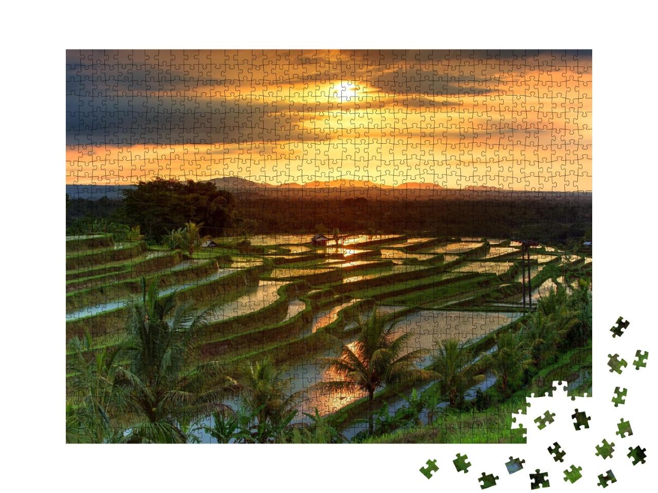 Puzzle de 1000 pièces « Les rizières en terrasses de Jatiluwih à Bali au lever du soleil, Indonésie »