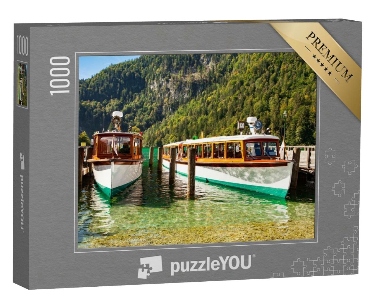 Puzzle de 1000 pièces « Bateaux de tourisme électriques sur le lac Königssee, Bavière »