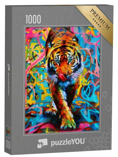 Puzzle de 1000 pièces « Tigre aux couleurs vives »