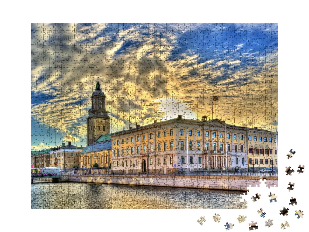 Puzzle de 1000 pièces « L'hôtel de ville et l'église allemande de Göteborg, Suède »