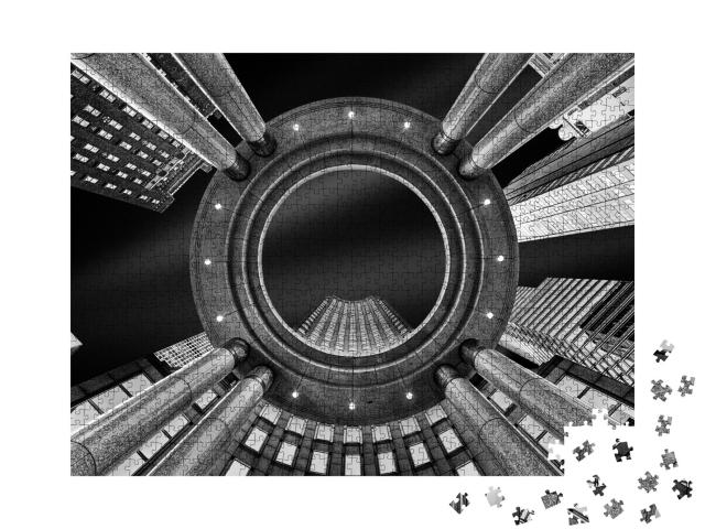 Puzzle de 1000 pièces « perspective abstraite d'un gratte-ciel à New York »