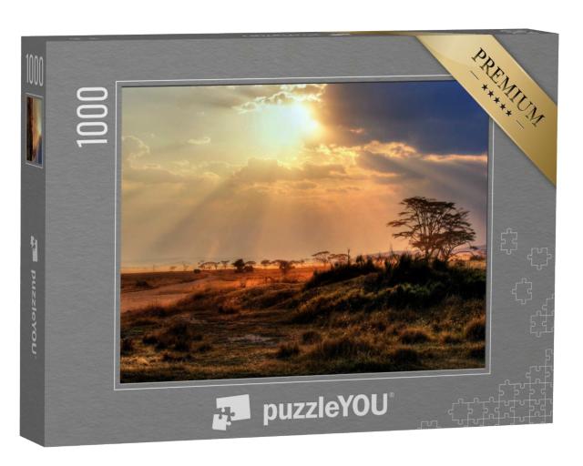 Puzzle de 1000 pièces « Magnifique coucher de soleil dans un parc national en Afrique »