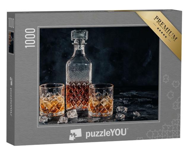 Puzzle de 1000 pièces « Verres à whisky avec un décanteur carré »