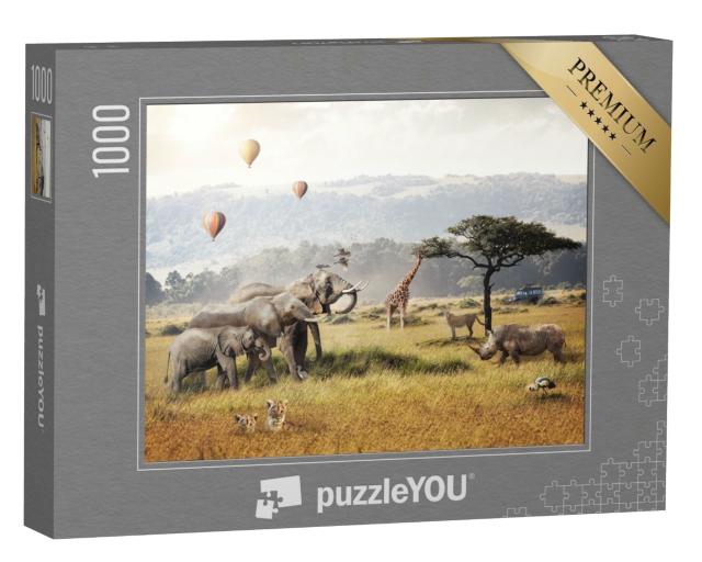 Puzzle de 1000 pièces « Ballons à air chaud et safari au Kenya »