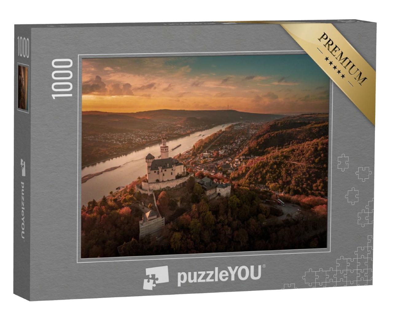 Puzzle de 1000 pièces « Vallée du Rhin moyen : le château de Marksburg en automne »