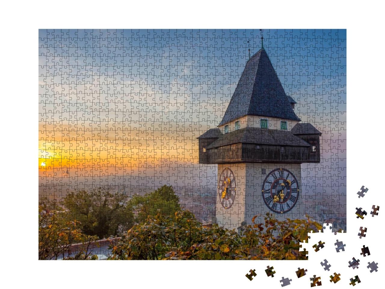 Puzzle de 1000 pièces « La célèbre tour de l'horloge sur le Schlossberg à Graz, Autriche »