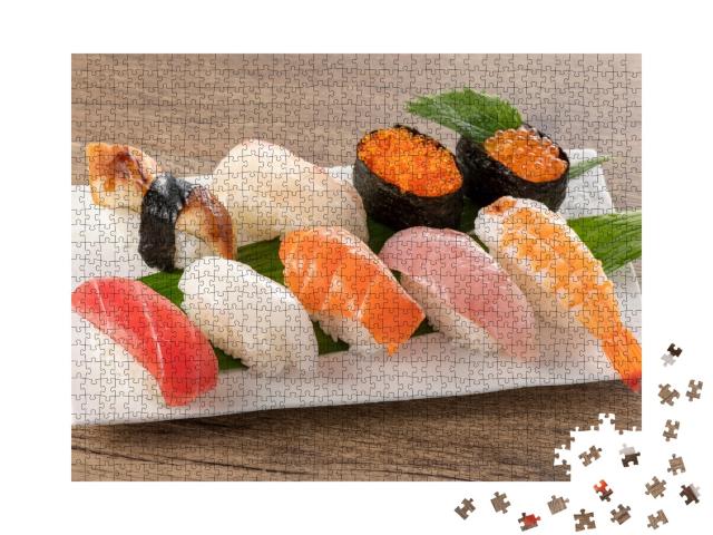 Puzzle de 1000 pièces « Nigiri-Sushi sur une assiette »