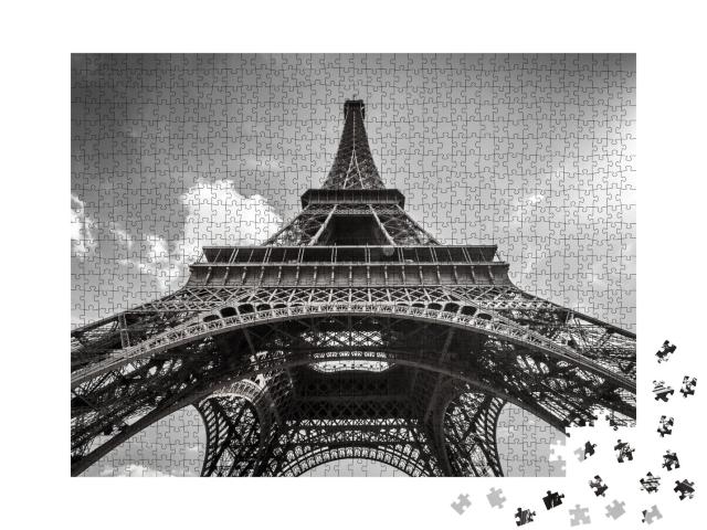 Puzzle de 1000 pièces « Tour Eiffel Paris, noir et blanc »