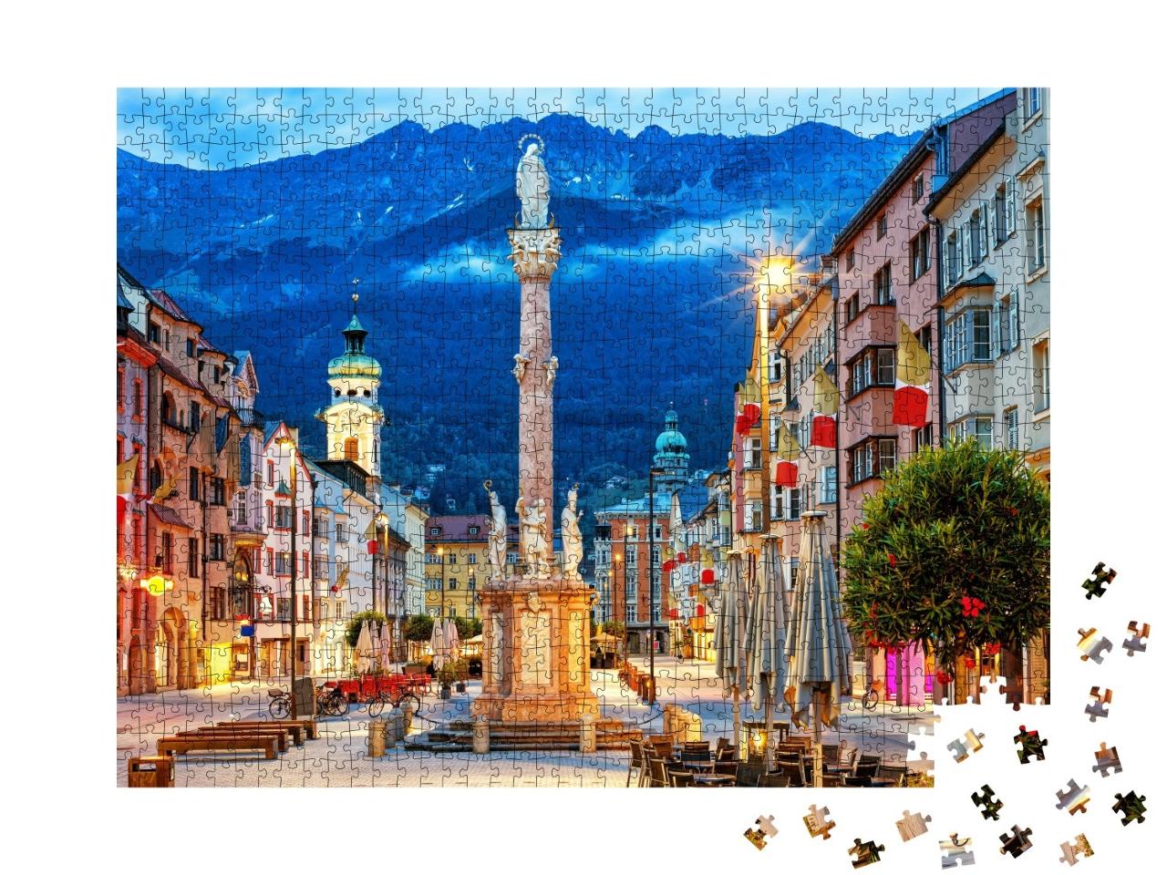 Puzzle de 1000 pièces « Innsbruck : vieille ville dans les montagnes alpines du Tyrol »
