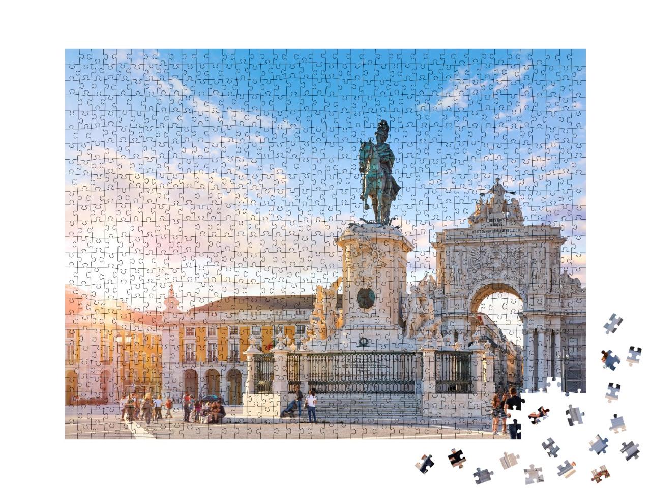 Puzzle de 1000 pièces « Le roi Jose I. Statue dans la vieille ville de Lisbonne, Portugal »