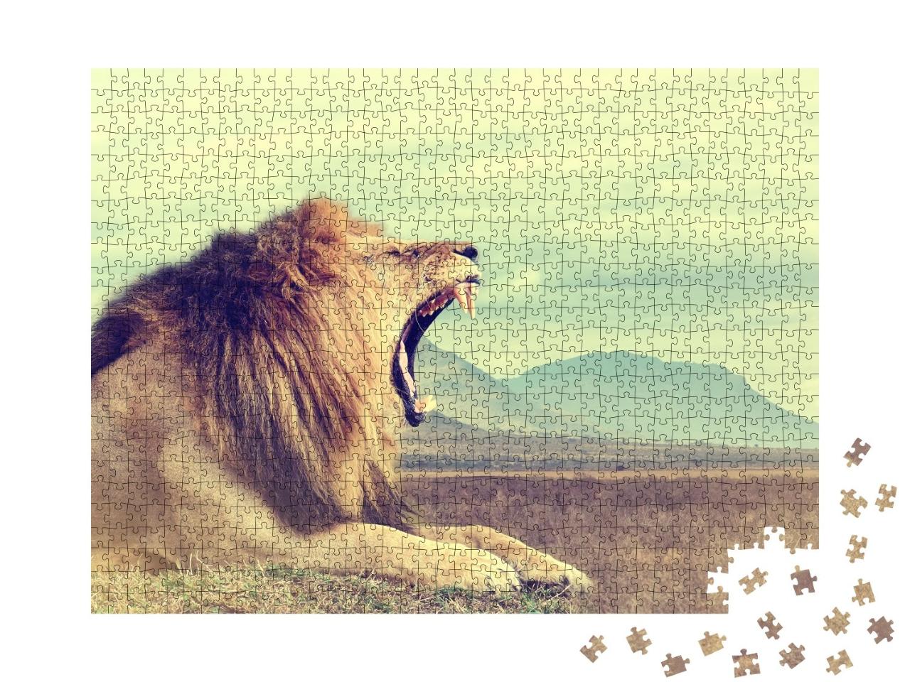 Puzzle de 1000 pièces « Lion d'Afrique dans le parc national du Kenya »