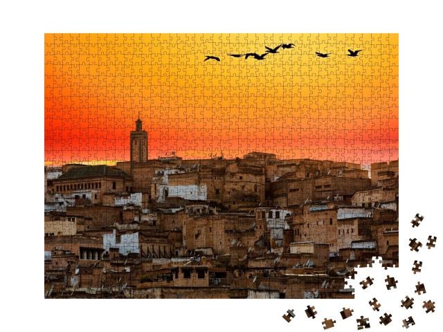 Puzzle de 1000 pièces « Coucher de soleil à Fès, Maroc »