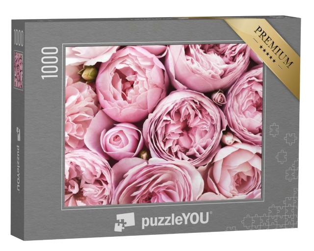Puzzle de 1000 pièces « Fleurs roses denses et veloutées »