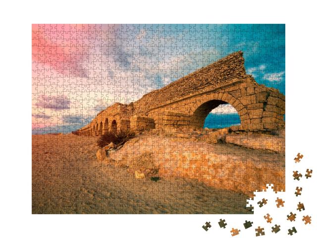 Puzzle de 1000 pièces « Aqueduc antique de Césarée, Israël »
