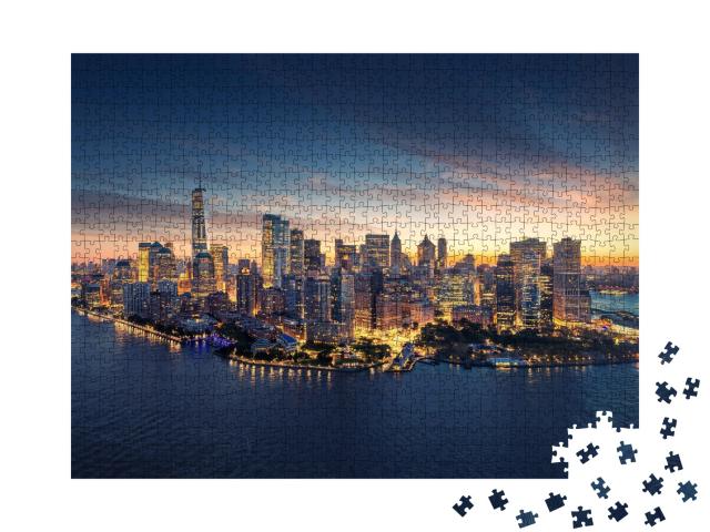 Puzzle de 1000 pièces « Skyline de New York au lever du soleil, New York, États-Unis »